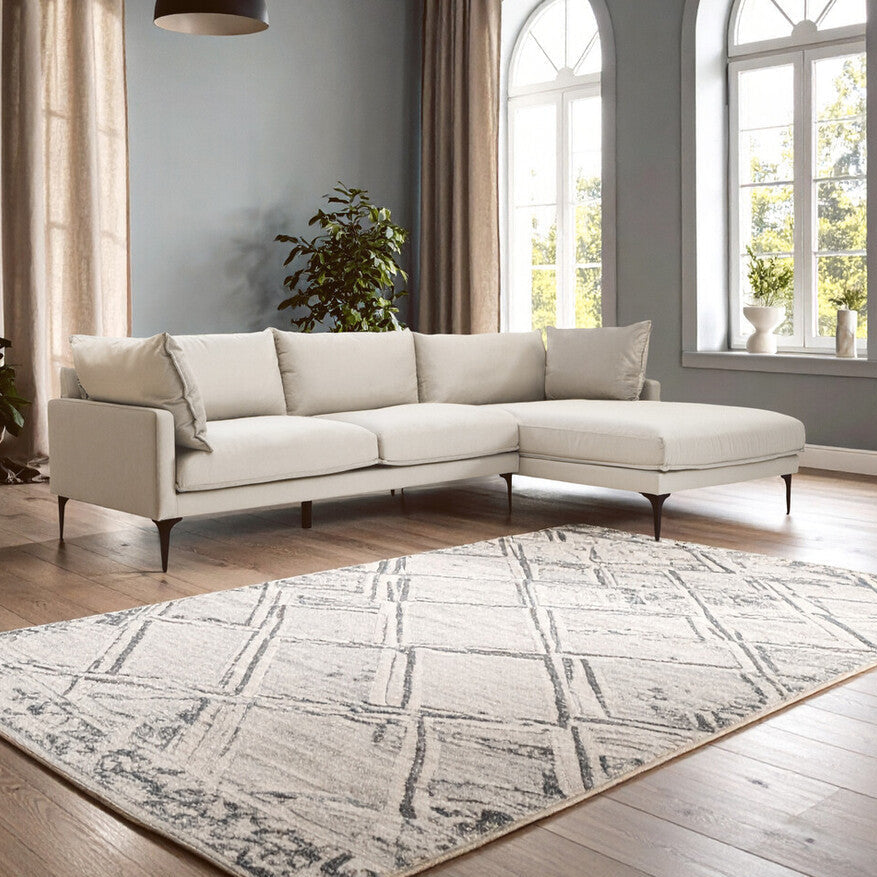 3 Seater Cream Right Chaise Sofa, Comfee - Image 1