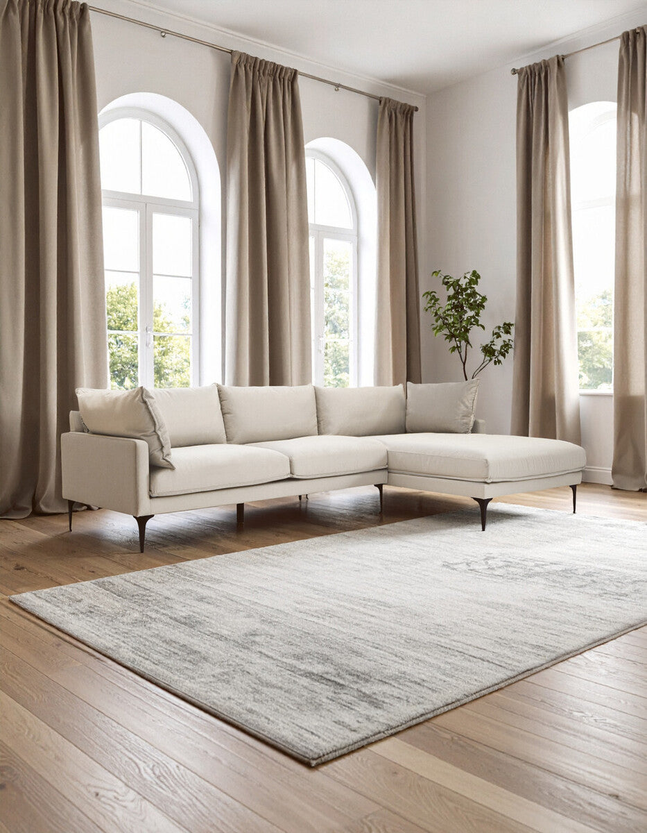 Troyes Cream Three Seat Right Chaise Sofa