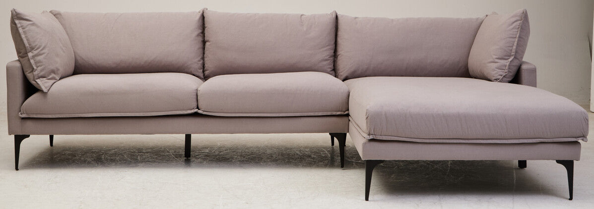 Troyes Grey Three Seat Right Chaise Sofa