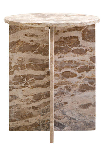 Santino Round Chocolate Marble Side Table