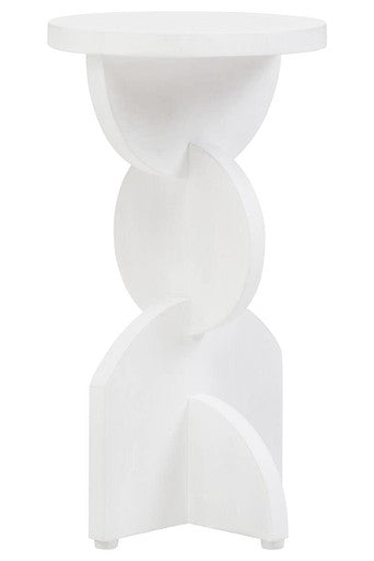 White spiral side table on a white background