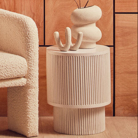 Walsa Whitewash Mango Wood Ridge Detail Side Table - Image 1