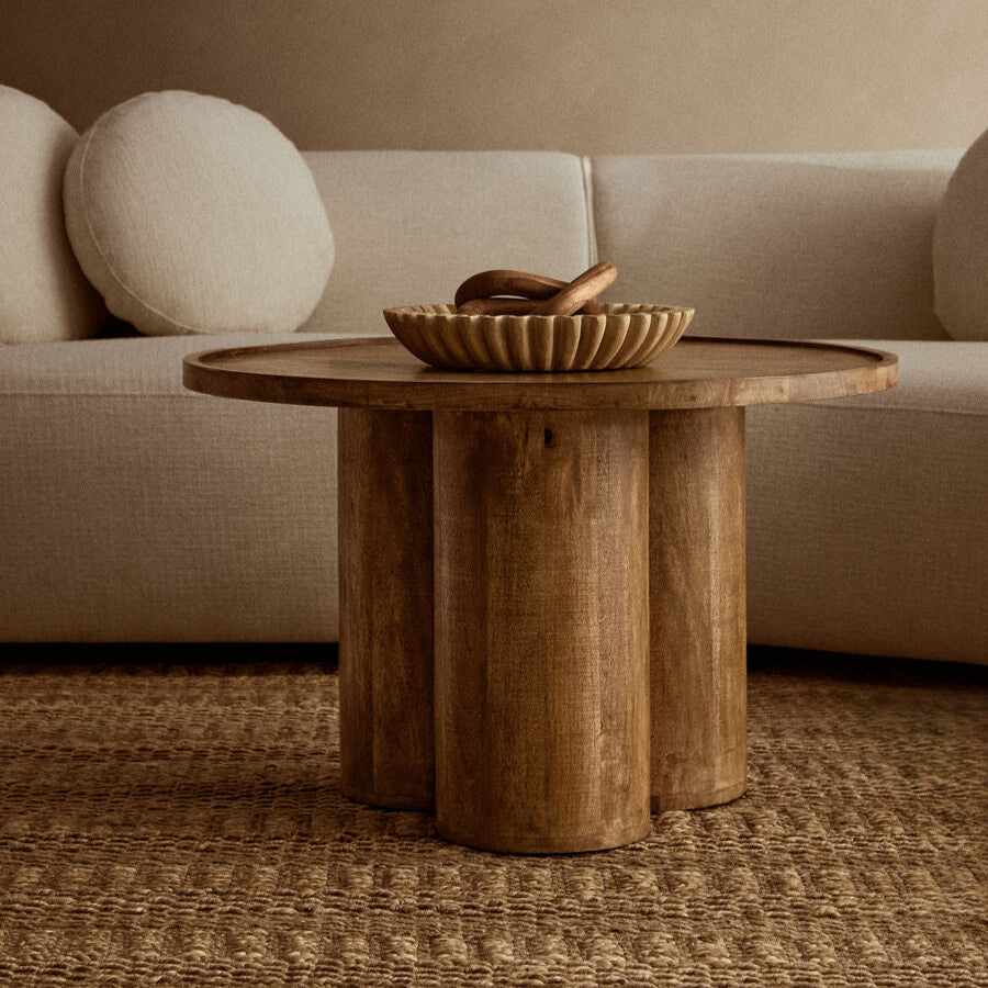 Walsa Natural Mango Wood Column Detail Coffee Table