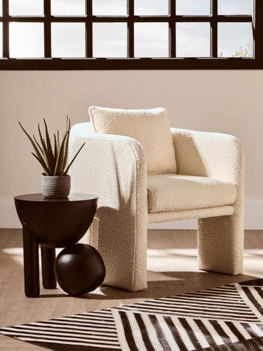 Walsa Black Finish Mango Wood Ball Detail Side Table