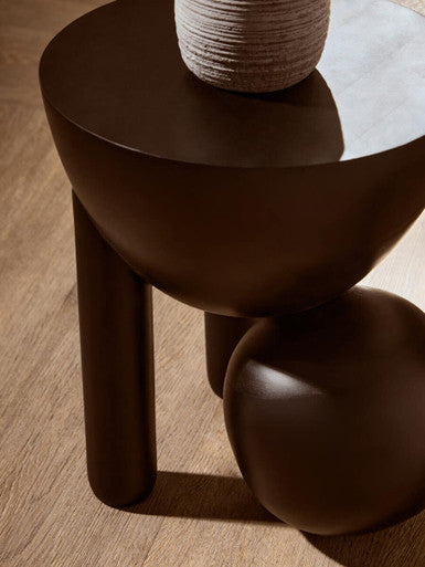 Walsa Black Finish Mango Wood Ball Detail Side Table