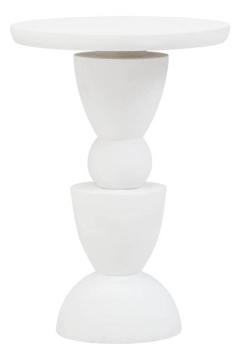 White pedestal table on a white background