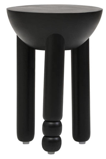 Walsa Black Finish Mango Wood Column Detail Round Side Table - Image 4