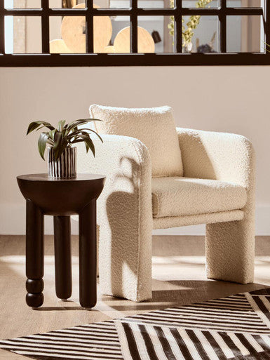 Walsa Black Finish Mango Wood Column Detail Round Side Table