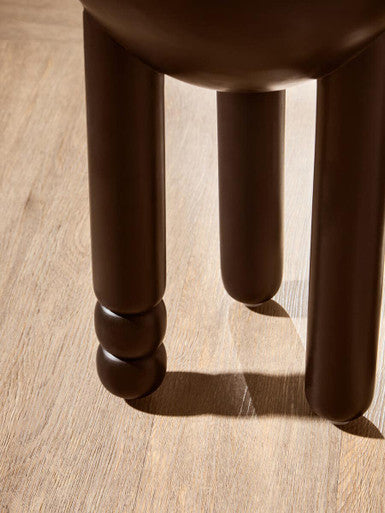 Walsa Black Finish Mango Wood Column Detail Round Side Table