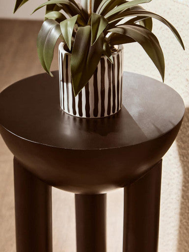 Walsa Black Finish Mango Wood Column Detail Round Side Table - Image 8
