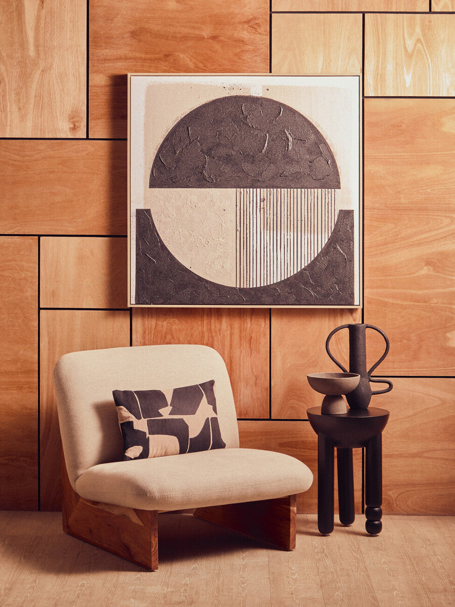 Walsa Black Finish Mango Wood Column Detail Round Side Table - Image 3