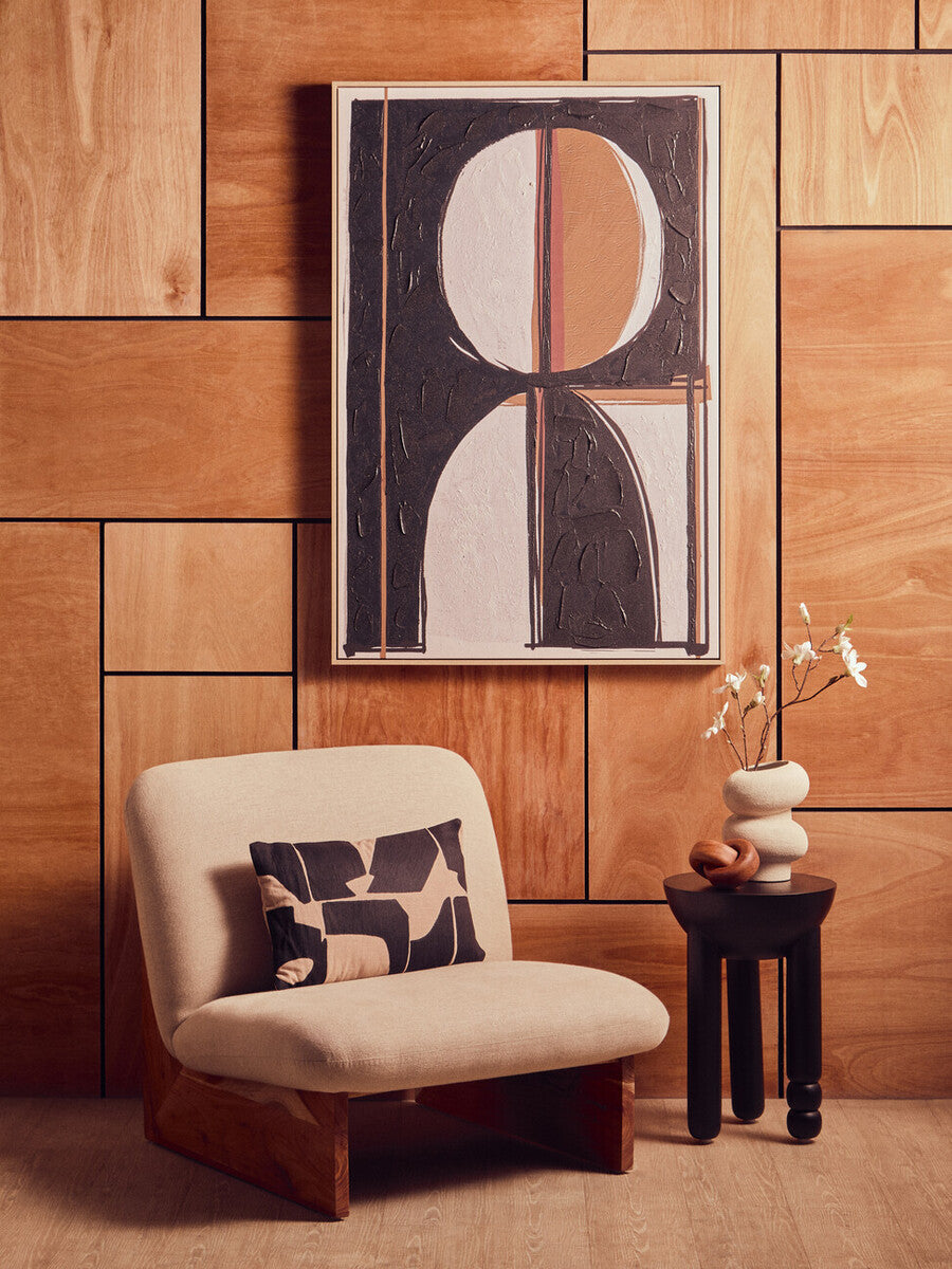 Walsa Black Finish Mango Wood Column Detail Round Side Table - Image 5