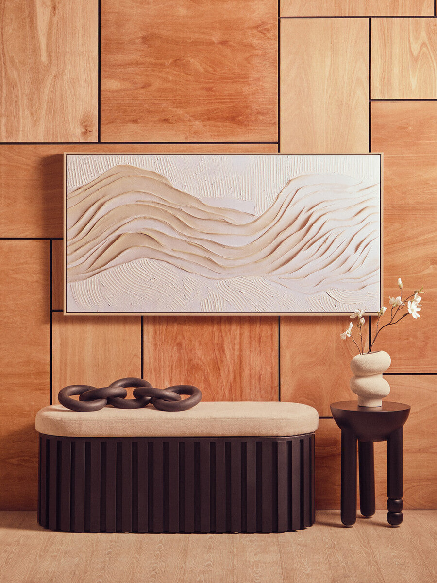 Walsa Black Finish Mango Wood Column Detail Round Side Table