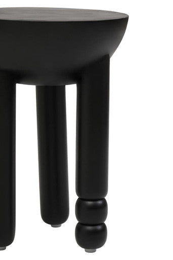 Walsa Black Finish Mango Wood Column Detail Round Side Table - Image 12
