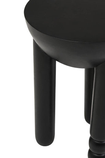 Walsa Black Finish Mango Wood Column Detail Round Side Table - Image 13