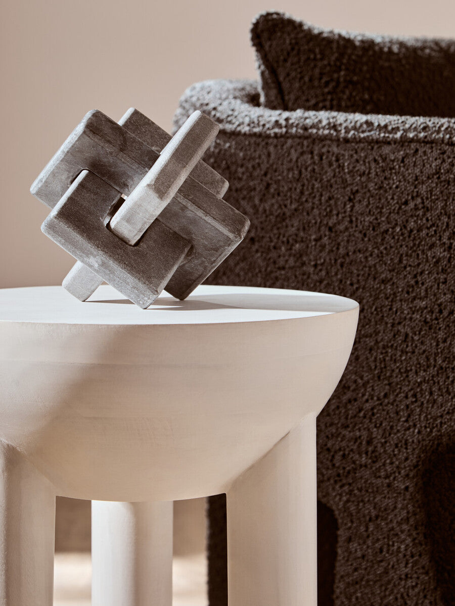 Walsa Whitewash Mango Wood Column Detail Round Side Table