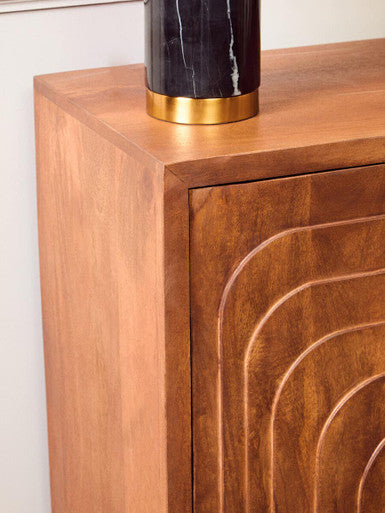 Sangar Two Door Mango Wood Carved Design Cabinet