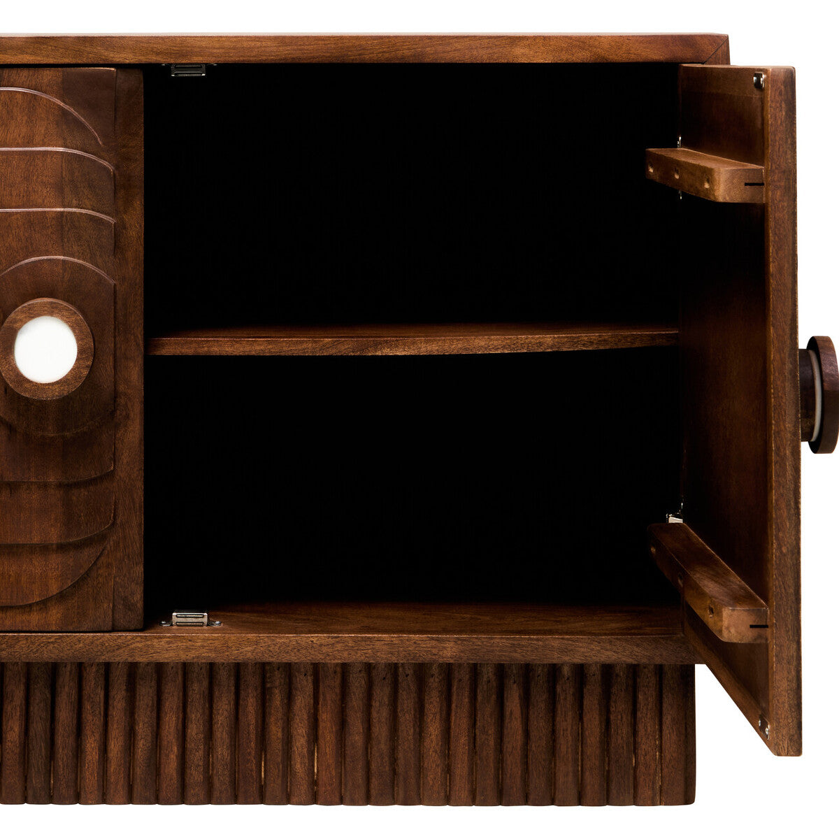 Sangar Two Door Mango Wood Carved Design Sideboard