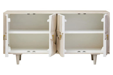 Sita Four Door Whitewash Mango Wood Abstract Sideboard - Image 6