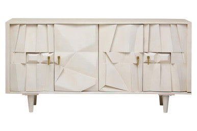 Sita Four Door Whitewash Mango Wood Abstract Sideboard - Image 2