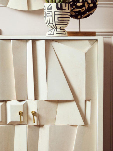 Sita Two Door Mango Wood Abstract Design Cabinet