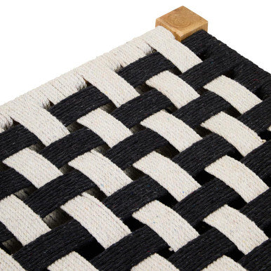 Satna Jute Black And White Design Mango Wood Frame Bench