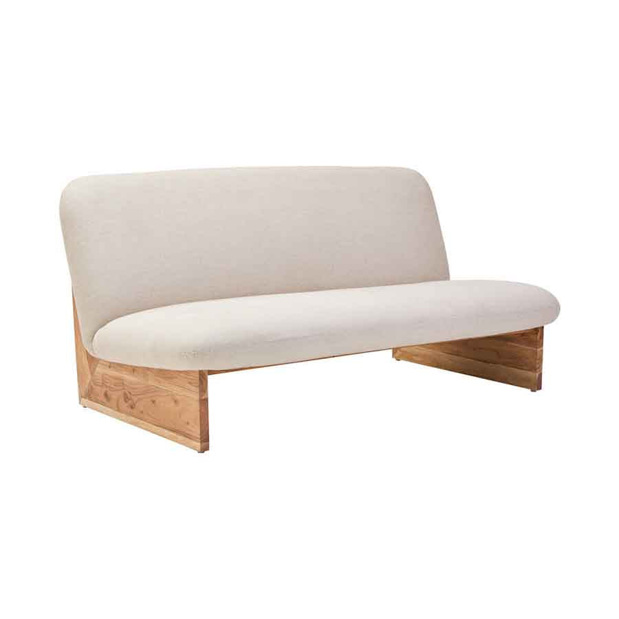 Parova Two Seater Linen Texture Armless Sofa With Wood Base