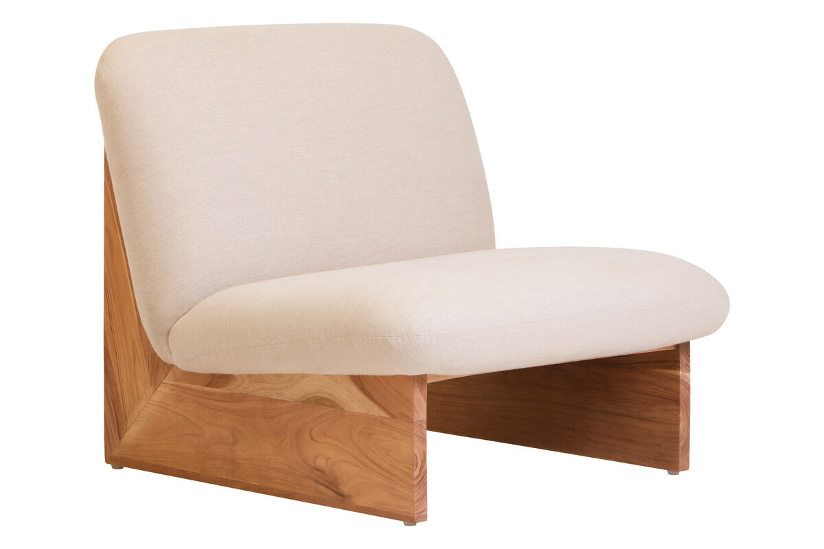Parova Linen Texture Armless Chair With Wood Base