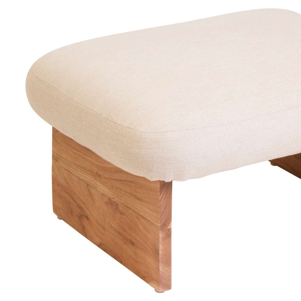 Parova Linen Texture Footstool With Wood Base
