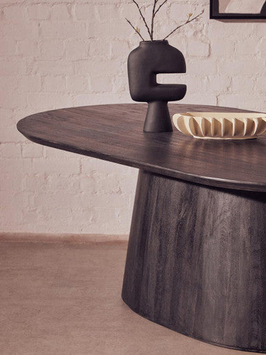 Perdoba Oval Mango Wood Black Finish Dining Table