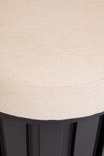 Perdoba Black Mango Wood and Cream Linen Stool