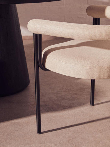 Perdoba Texture Fabric Black Iron Frame Dining Chair