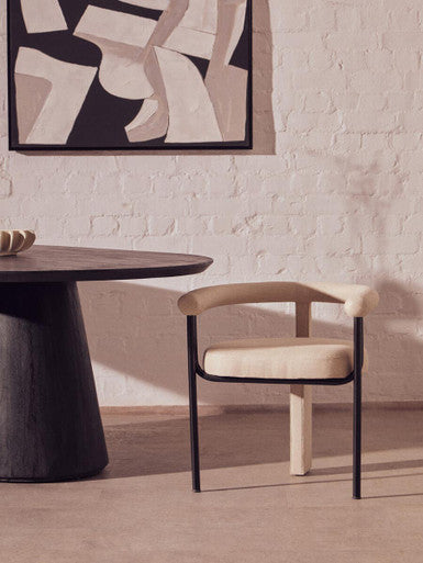 Perdoba Texture Fabric Black Iron Frame Dining Chair