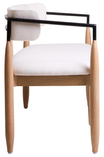 Persolo Cream Textured Fabric Dining Bench with Wood Frame