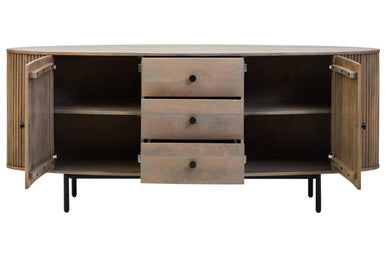 Torello Two Door Three Drawer Grey Mango Wood Sideboard - Image 2