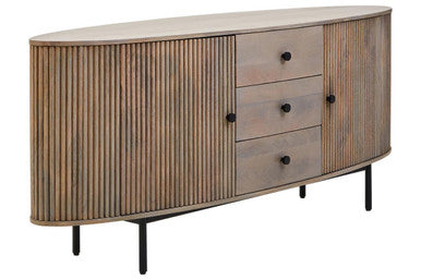 Torello Two Door Three Drawer Grey Mango Wood Sideboard - Image 1