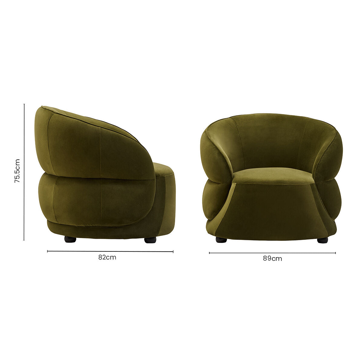 Darla Forest Green Curved Velvet Chair - Image 8