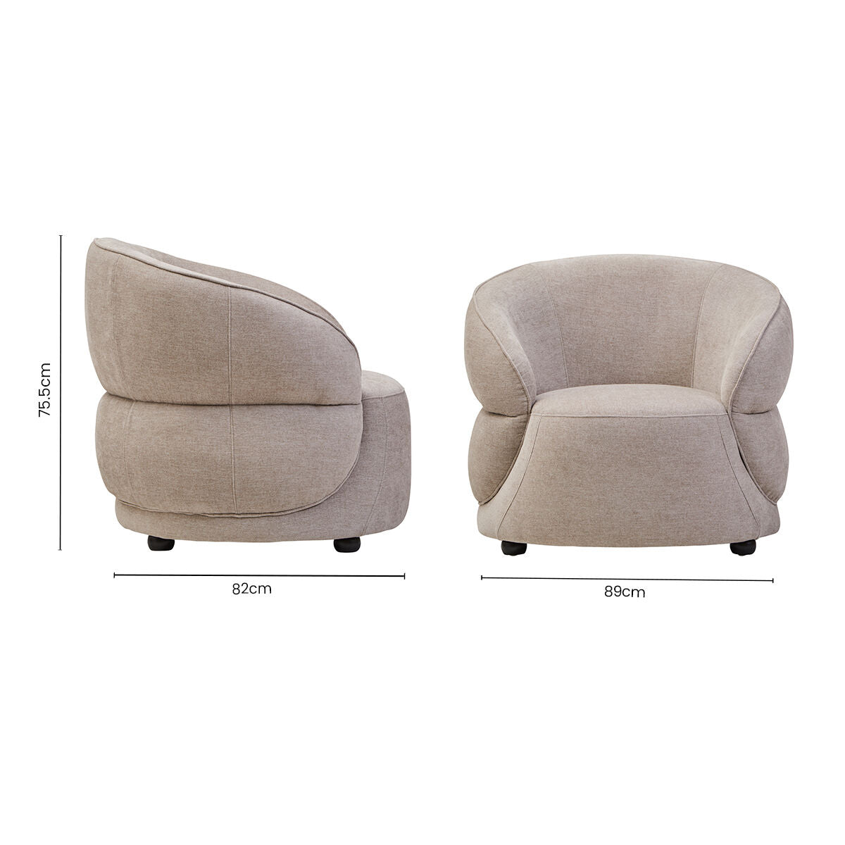 Daphne Taupe Chenille Curved Chair - Image 10