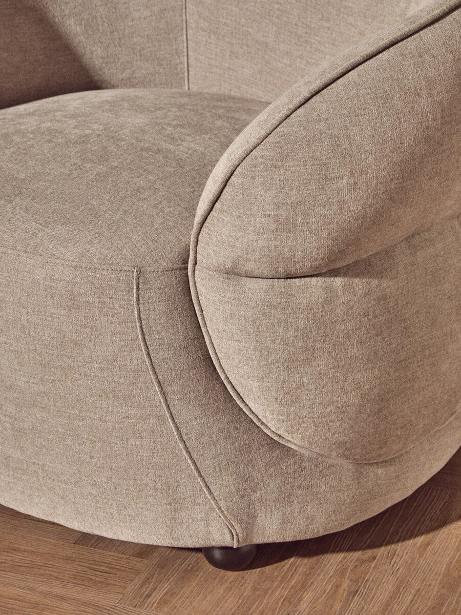 Taupe Chenille Effect Curved Chair | Daphne