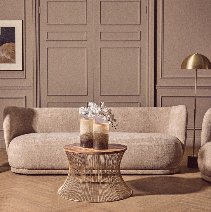 3 Seater Deep Stone Chenille Curved Sofa, Delray - Image 3