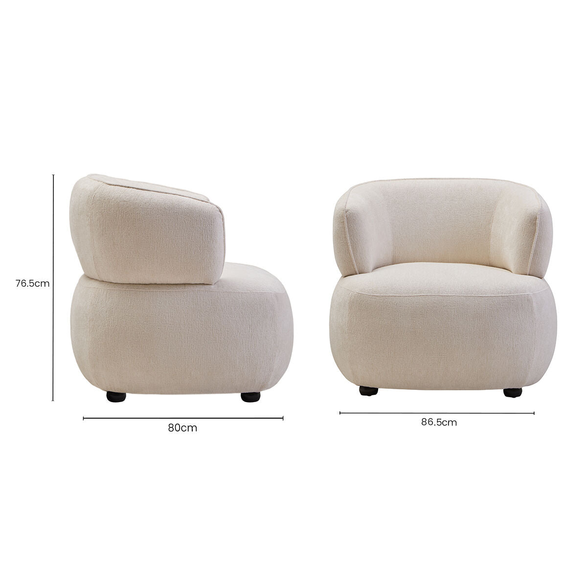 Dasha Textured Chenille Effect Ivory Curve Chair