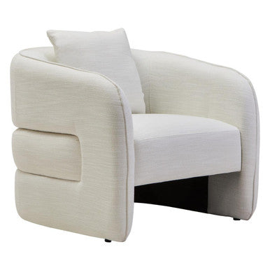 Bilani Cream Linen Effect Curved Chair - Image 2
