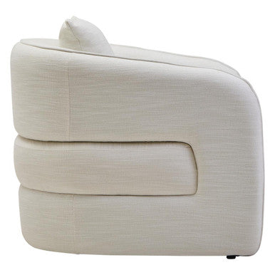 Bilani Cream Linen Effect Curved Chair - Image 3