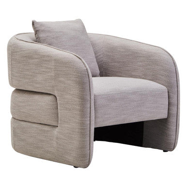Bilani Grey Linen Effect Curved Chair - Image 2