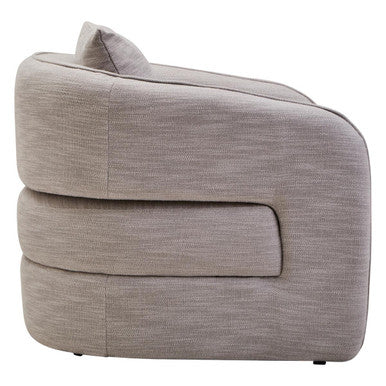 Bilani Grey Linen Effect Curved Chair - Image 3