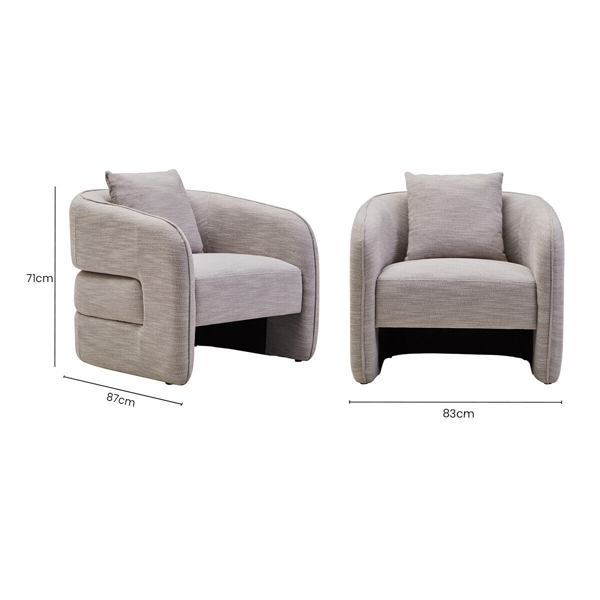 Bilani Grey Linen Effect Curved Chair - Image 10