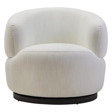 White swivel chair with a black base on a white background