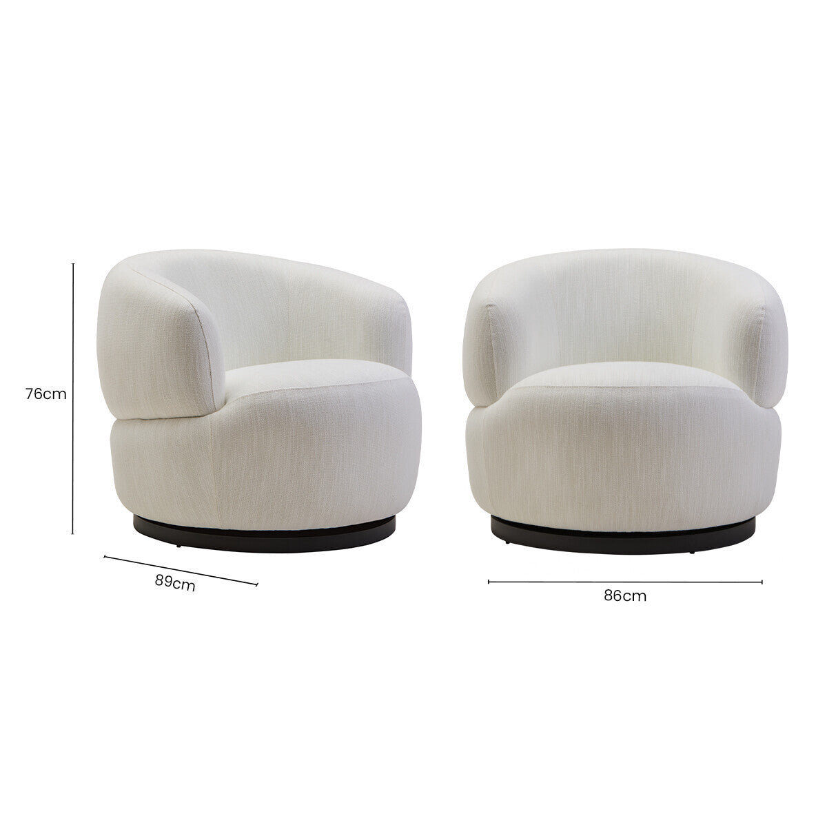 Bordo Textured Cream Curved Swivel Chair - Image 9