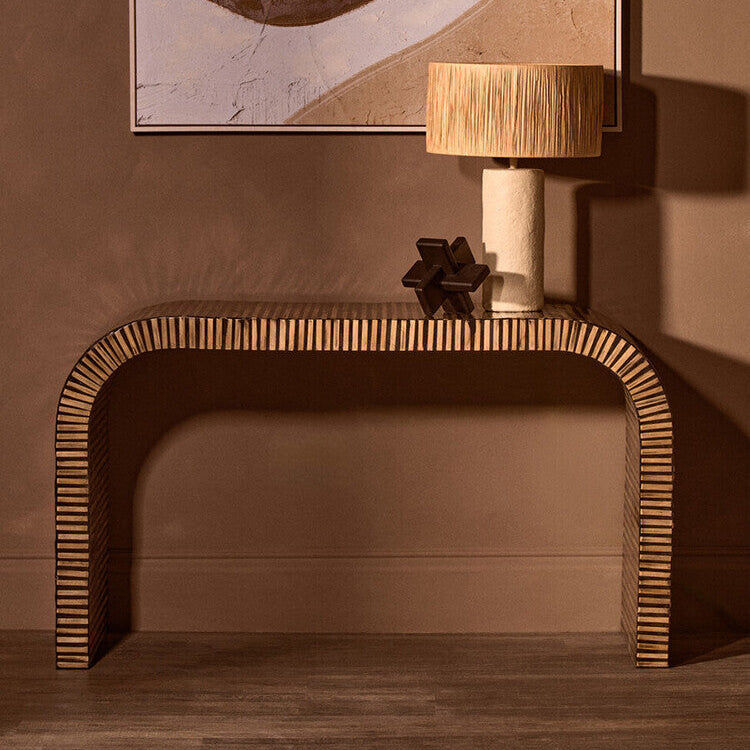Bambusa Bamboo Inlay Curved Console Table - Image 1