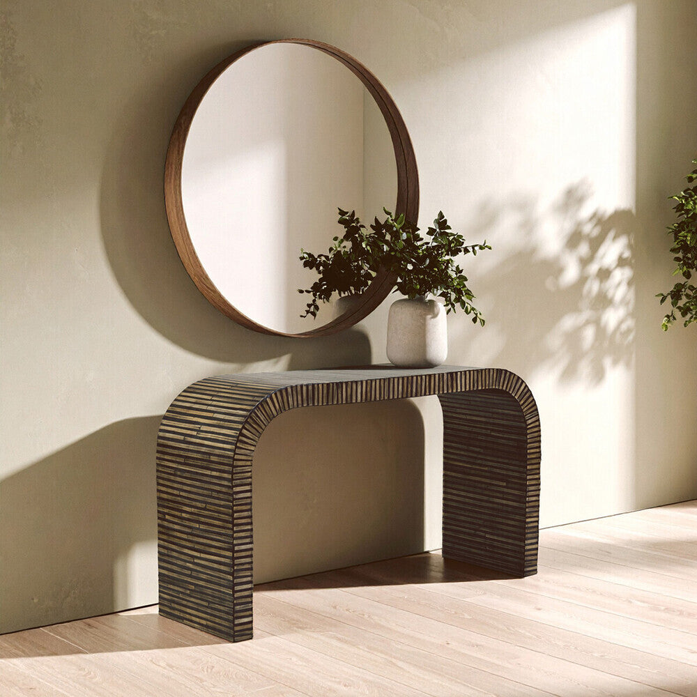 Bambusa Bamboo Inlay Curved Console Table - Image 3